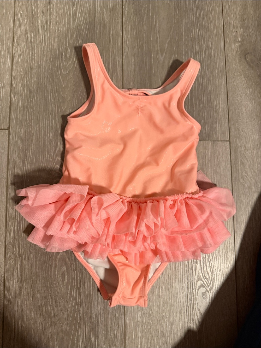 Cat & Jack Girls Peach Pink Ruffle Tutu One-Piece Swimsuit